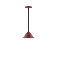 Montclair Light Works PEB421-55-C24-L10 - 8" Pinnacle LED Pendant, cool tweed fabric cord with canopy, Barn Red