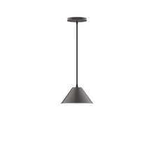 Montclair Light Works PEB421-57-C24-L10 - 8" Pinnacle LED Pendant, cool tweed fabric cord with canopy, Bronze Matte