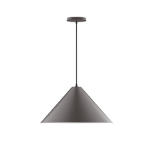 Montclair Light Works PEB423-G15-57-C25 - 18" Pinnacle Pendant w/ 6 inch white opal glass globe, polished copper fabric cord w/ canopy