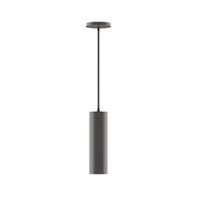 Montclair Light Works PEB426-57-C27-L10 - 3.5" x 12" Beam LED Pendant, neutral argyle fabric cord with canopy, Bronze Matte