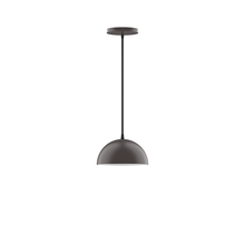 Montclair Light Works PEB431-G15-57-C25 - 8" Arcade Pendant w/ 6 inch white opal glass globe, polished copper fabric cord w/ canopy