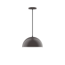 Montclair Light Works PEB432-G15-57-C26 - 12" Arcade Pendant with 6 inch white opal glass globe, ivory fabric cord with canopy, Bronze Mat