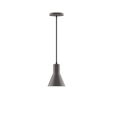 Montclair Light Works PEB436-57-C25-L10 - 6" Flare LED Pendant, polished copper fabric cord with canopy, Bronze Matte