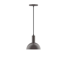 Montclair Light Works PEBX456-G15-57-C27 - 8" Ray Pendant w/ 6 in white opal glass globe, neutral argyle fabric cord w/ canopy, Bronze Matt
