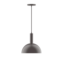 Montclair Light Works PEBX471-G15-57-C25 - 12" Ray Pendant w/ 6 in white opal glass globe, polished copper fabric cord w/ canopy, Bronze Ma