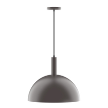Montclair Light Works PEBX472-G15-57-C24 - 18" Ray Pendant with 6 inch white opal glass globe, cool tweed fabric cord with canopy, Bronze M