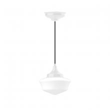 Montclair Light Works PEF021-44-C04 - 12" Schoolhouse glass, black and white houndstooth fabric cord with canopy, White