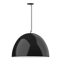 Montclair Light Works PEG214-41-44-C11-L14 - 30" XL Choices Deep Dome Shade, medium base, SS cable, Gray & Yellow Dot Fabric Cord w/ canopy