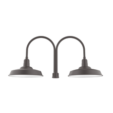 Montclair Light Works POB185-57-W18-L13 - 18" Warehouse shade, LED 2-light post top mount with wire grill, Bronze Matte