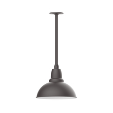 Montclair Light Works STA106-57-W12-L12 - 12" Cafe shade, stem mount LED Pendant with canopy with wire grill, Bronze Matte