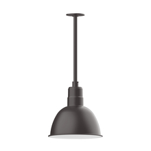 Montclair Light Works STA116-57-W12-L12 - 12" Deep Bowl shade, stem mount LED Pendant with wire grill, Bronze Matte