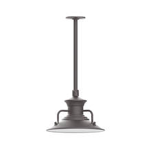 Montclair Light Works STA142-57-H36-G06 - 12" Homestead shade, stem mount pendant with Frosted Glass and guard, Bronze Matte