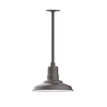 Montclair Light Works STA182-57-W12-L12 - 12" Warehouse shade, stem mount LED Pendant with wire grill, Bronze Matte