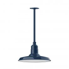 Montclair Light Works STA183-50-W14-L13 - 14" Warehouse shade, stem mount LED Pendant with wire grill, Navy