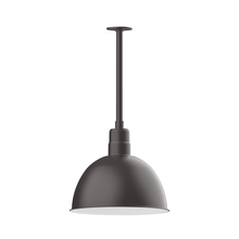 Montclair Light Works STB117-57-W16-L13 - 16" Deep Bowl shade, stem mount LED Pendant with wire grill, Bronze Matte