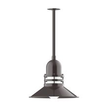 Montclair Light Works STB150-51-T36-G07 - 16" Atomic shade, stem mount pendant with canopy, Frosted Glass, Architectural Bronze