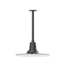 Montclair Light Works STB159-57-T36-G06 - 16" Radial shade, stem mount pendant with Frosted Glass and guard, Bronze Matte