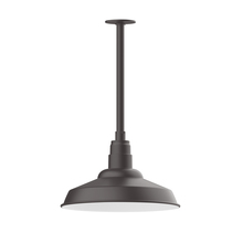 Montclair Light Works STB184-57-W16-L13 - 16" Warehouse shade, stem mount LED Pendant with wire grill, Bronze Matte