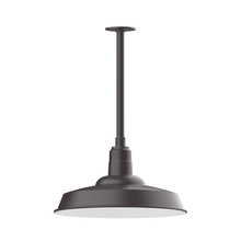 Montclair Light Works STB185-57-W18-L13 - 18" Warehouse shade, stem mount LED Pendant with wire grill, Bronze Matte