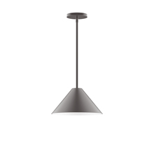 Montclair Light Works STG422-G15-57 - 12" Pinnacle Stem Hung Pendant with 6 inch white opal glass globe, Bronze Matte