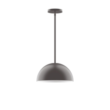 Montclair Light Works STG432-G15-57 - 12" Arcade Stem Hung Pendant with 6 inch white opal glass globe, Bronze Matte