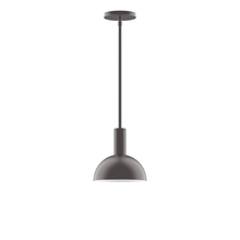 Montclair Light Works STGX456-G15-57 - 8" Ray Stem Hung Pendant with 6 inch white opal glass globe, Bronze Matte