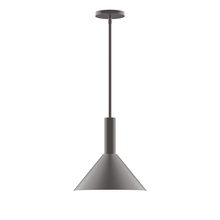 Montclair Light Works STGX466-G15-57 - 12" Chase Stem Hung Pendant with 6 inch white opal glass globe, Bronze Matte