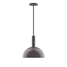 Montclair Light Works STGX471-G15-57 - 12" Ray Stem Hung Pendant with 6 inch white opal glass globe, Bronze Matte