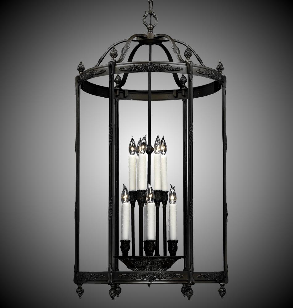 6+6 Light 24 inch Lantern with Clear Curved Glass
