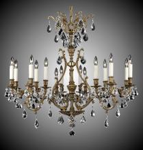 American Brass & Crystal CH9672-3-A-01G-PI - 15 Light 3 Arm Chateau Chandelier