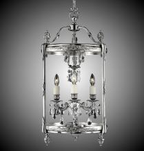 American Brass & Crystal LT2213-A-16G-ST - 3 Light 13 inch Lantern with Clear Curved glass & Crystal