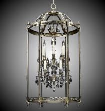 American Brass & Crystal LT2224-A-05S-ST - 6+6 Light 24 inch Lantern with Clear Curved glass & Crystal