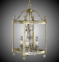 American Brass & Crystal LT2413-A-04G-PI - 4 Light 13 inch Square Lantern with Crystal and Glass