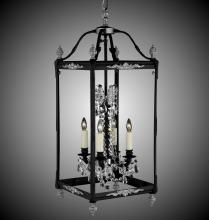 American Brass & Crystal LT2414-A-10W-ST - 4 Light 13 inch Extended Square Lantern with Crystal and Glass