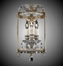 American Brass & Crystal LTFM2208-A-10W-PI - 3 Light 8 inch Semi-Flush Lantern with Clear Curved glass & Crystal