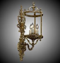 American Brass & Crystal WS2184-01G-PI - 3 Light 8 inch Lantern Wall Sconce with Clear Curved Glass