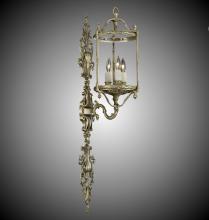 American Brass & Crystal WS2187-05S-PI - 3 Light 8 inch Lantern Extended Wall Sconce with Clear Curved Glass