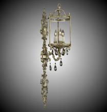 American Brass & Crystal WS2287-A-07G-ST - 3 Light 8 inch Extended Lantern Wall Sconce with Clear Curved glass & Crystal