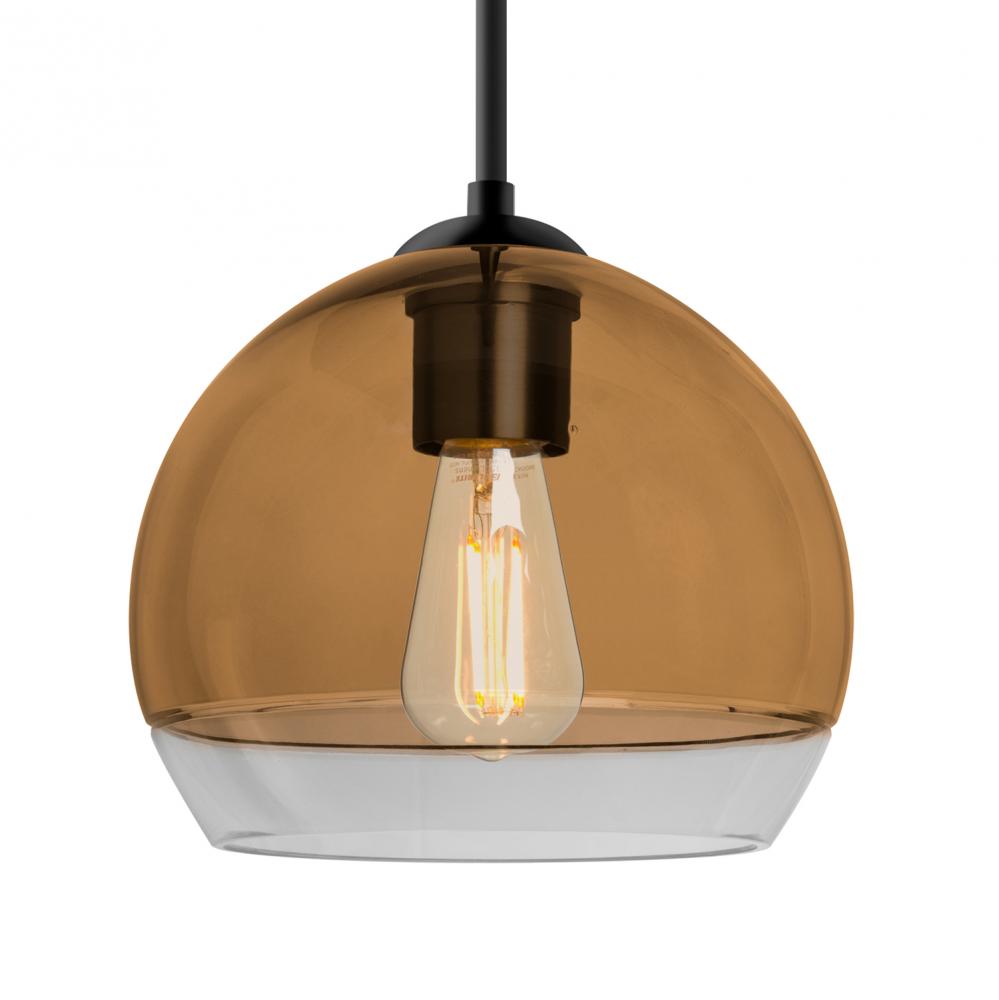 Besa, Ally 8 Cord Pendant, Amber/Clear, Black Finish, 1x8W LED Filament