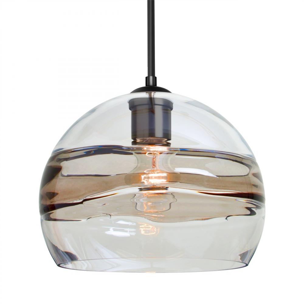 Besa Spirit 10 Pendant, Smoke/Clear, Black Finish, 1x8W LED Filament