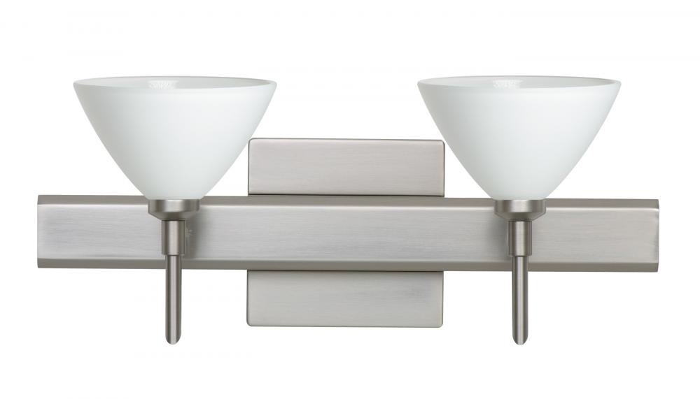 Besa Wall With SQ Canopy Domi Satin Nickel White 2x5W LED