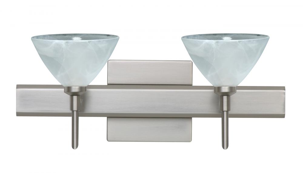 Besa Wall With SQ Canopy Domi Satin Nickel Marble 2x5W LED