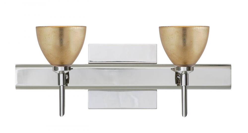 Besa Divi Wall With SQ Canopy 2SW Gold Foil Chrome 2x5W LED
