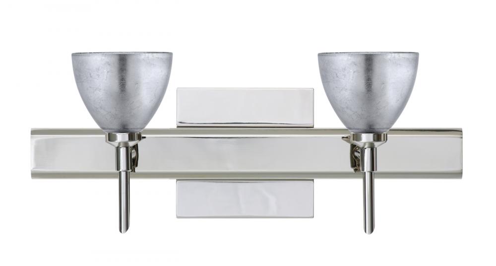 Besa Divi Wall With SQ Canopy 2SW Silver Foil Chrome 2x5W LED