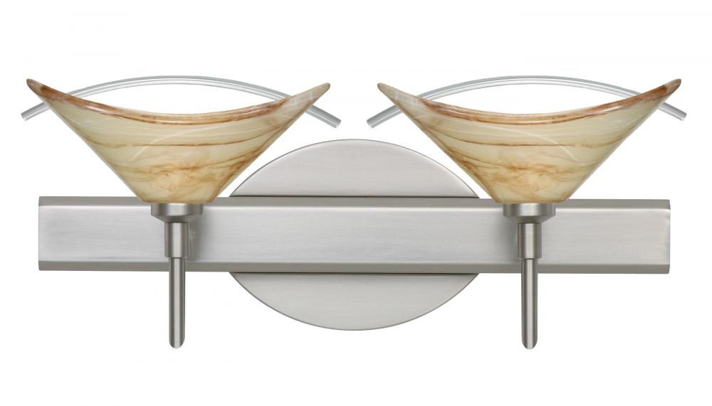 Besa Wall Hoppi Satin Nickel Mocha/Clear 2x3W LED