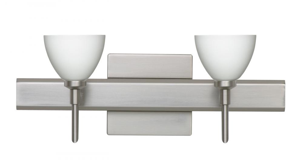 Besa Divi Wall With SQ Canopy 2SW Opal Matte Satin Nickel 2x5W LED