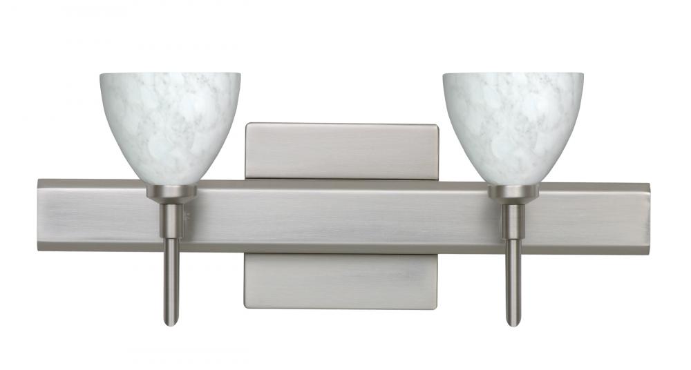 Besa Divi Wall With SQ Canopy 2SW Carrera Satin Nickel 2x5W LED