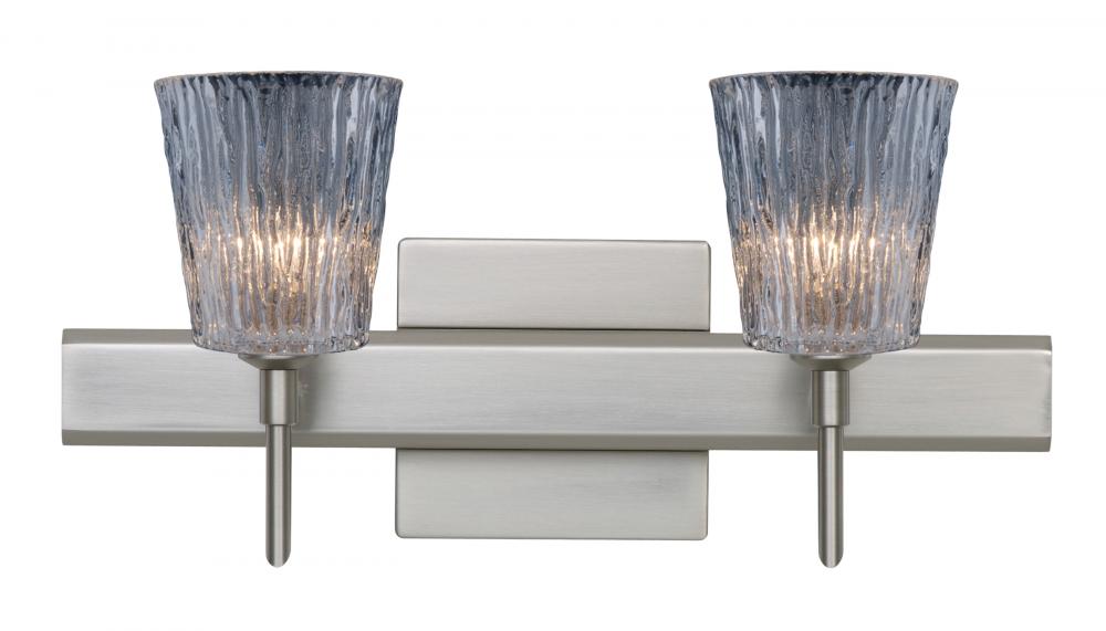 Besa Wall With SQ Canopy Nico 4 Satin Nickel Clear Stone 2x5W LED