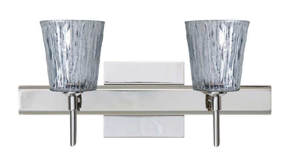 Besa Wall With SQ Canopy Nico 4 Chrome Stone Silver Foil 2x5W LED
