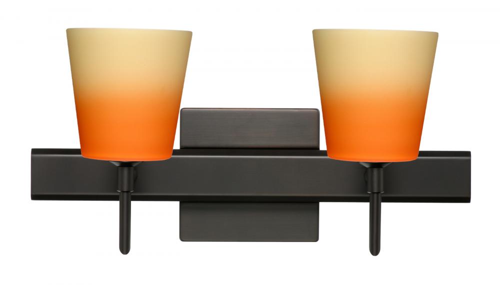 Besa Wall With SQ Canopy Canto 5 Bronze Bicolor Orange/Pina 2x5W LED